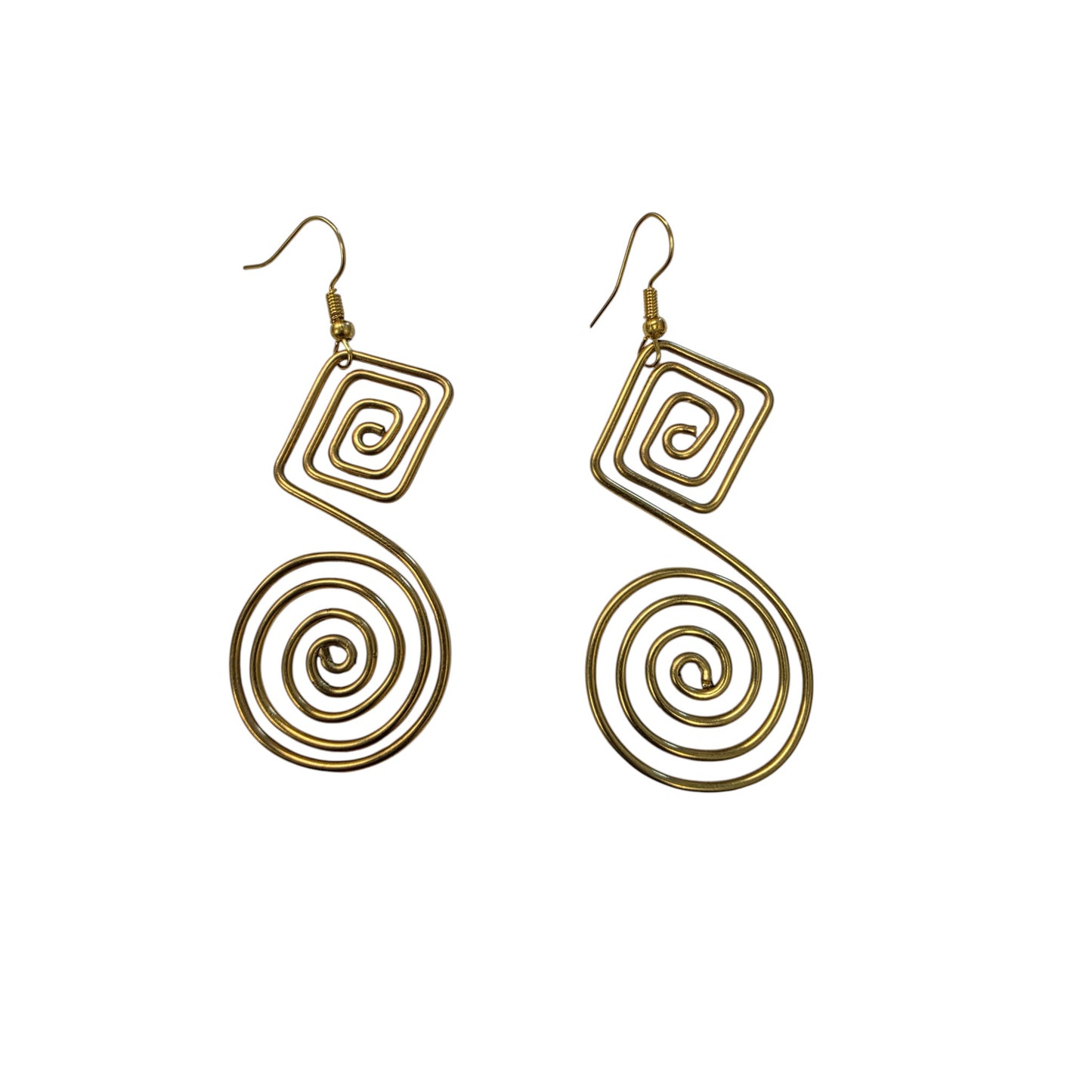 Brass Square Coil Earrings