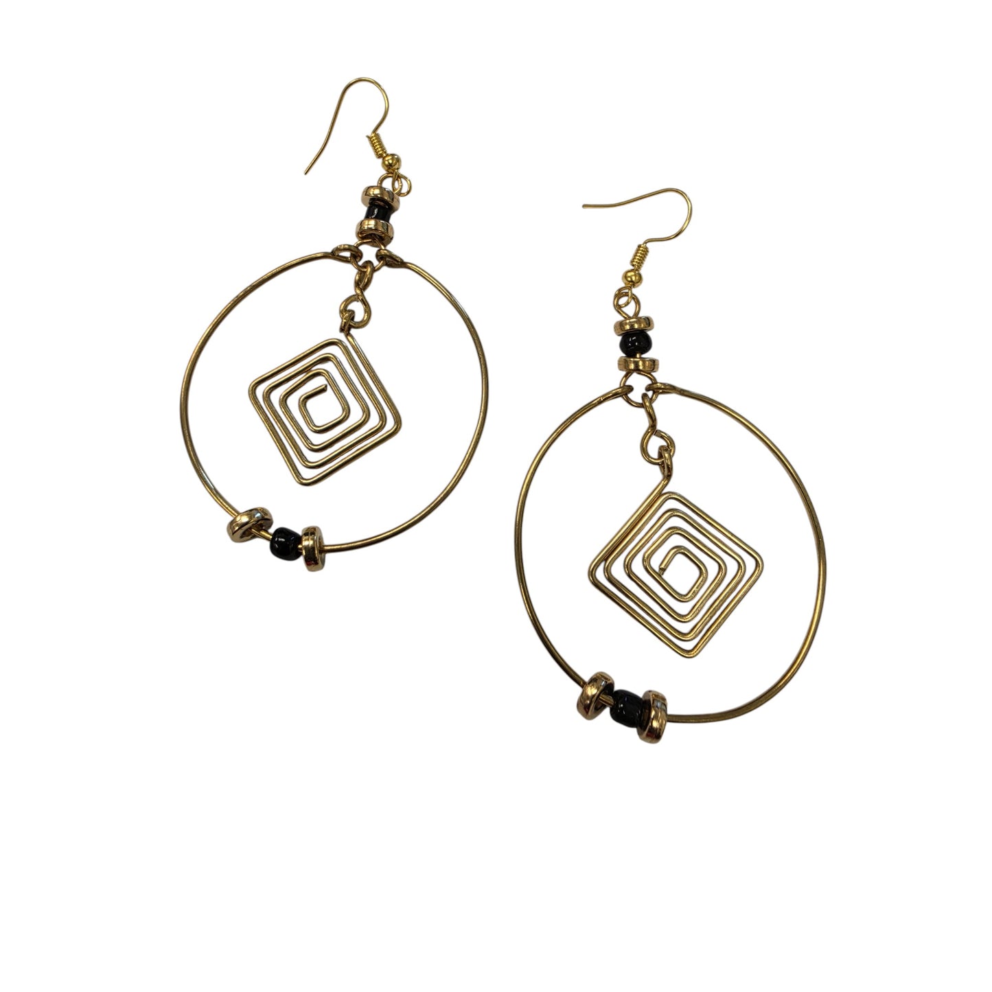 Brass Hoops W/ Square Coil
