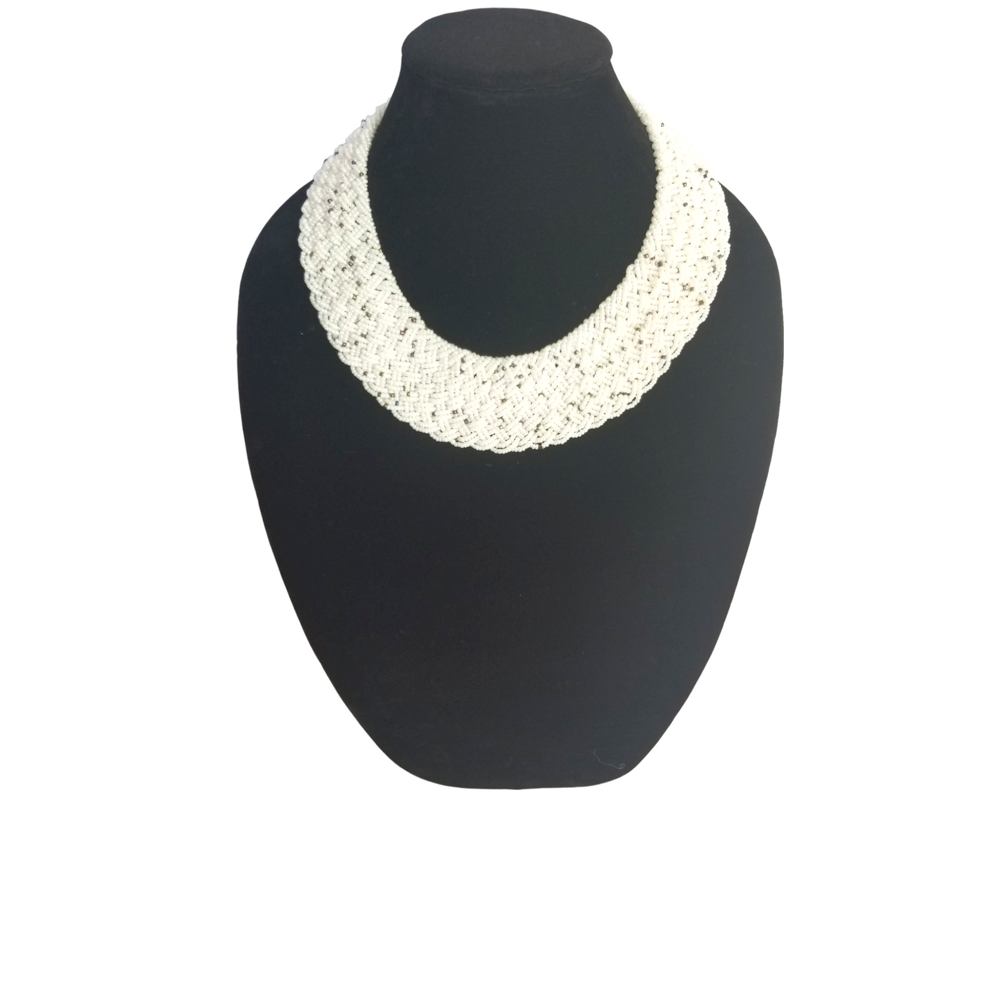 Interwoven White Bead Necklace