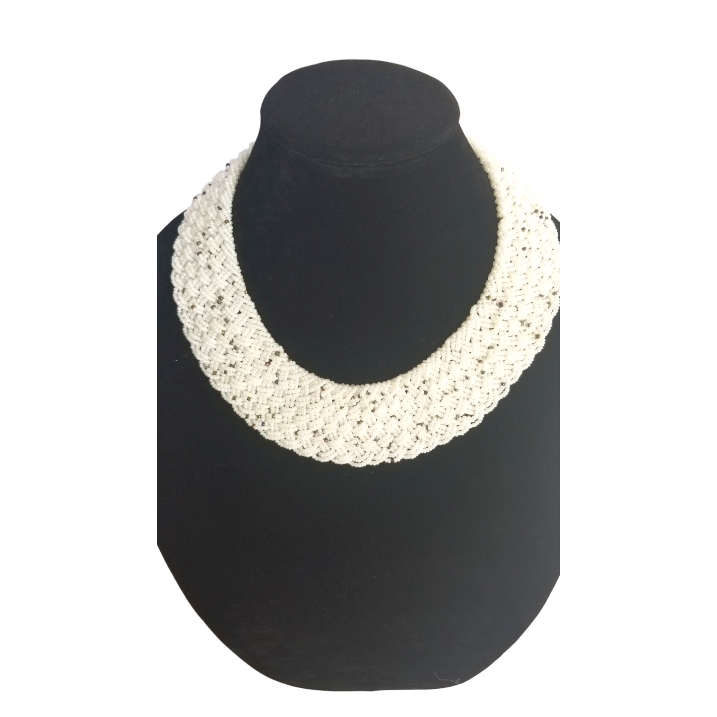 Interwoven White Bead Necklace