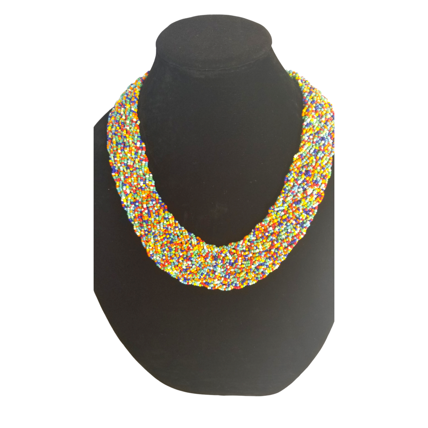 multilayered beaded necklace | Interwoven Multi colors Beaded necklace - Shiro's African Boutique