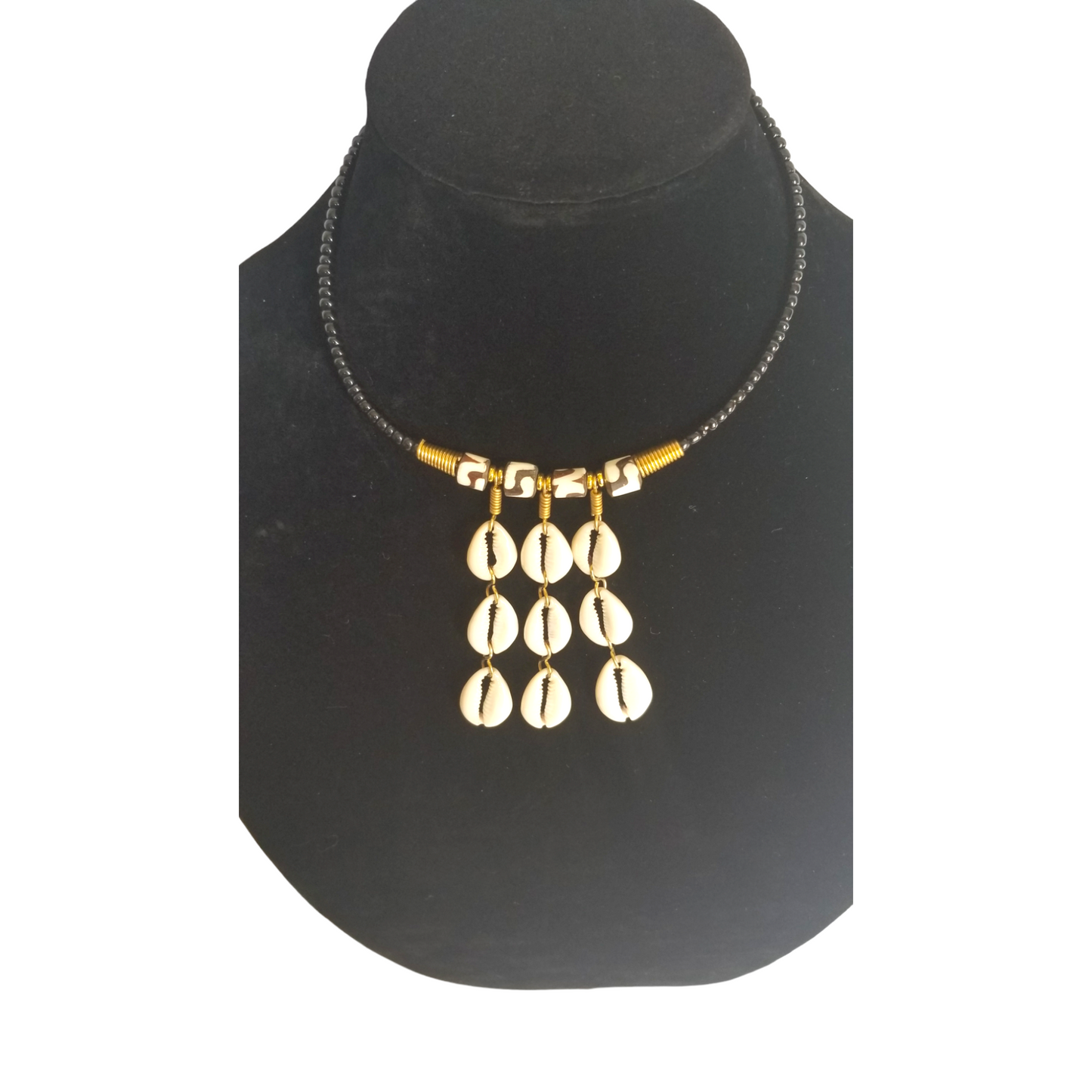 3 Cowrie Strands & Bone Necklace