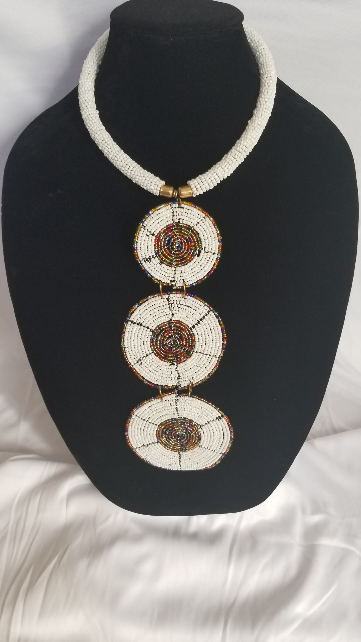 3 White Circles Necklace