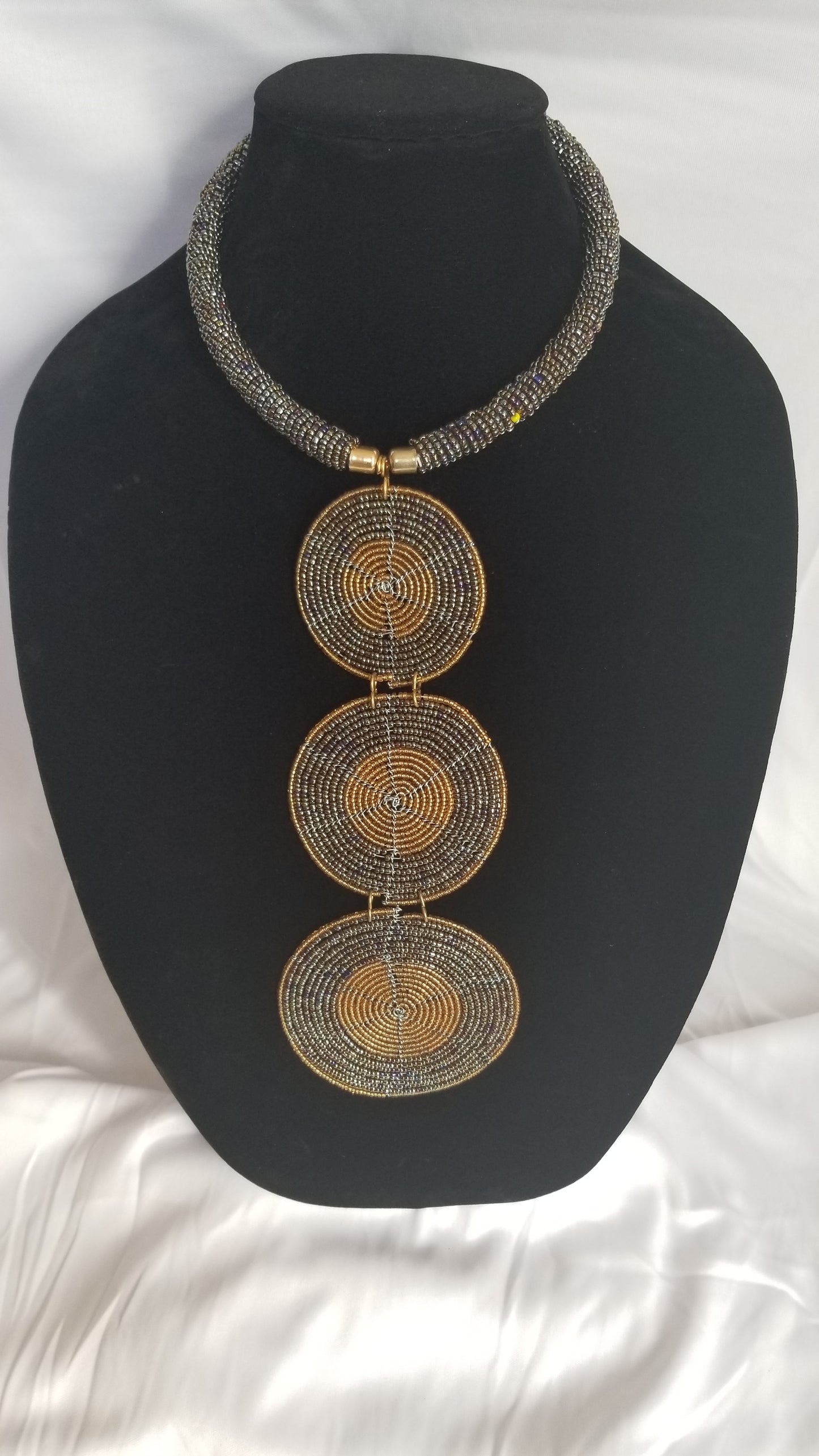 3 Platinum & Gold Circles Necklace
