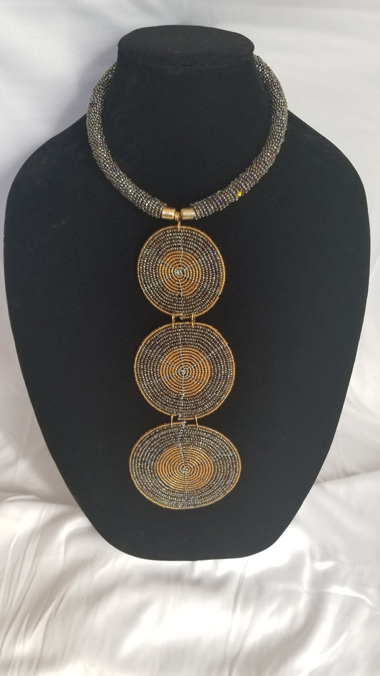 3 Platinum & Gold Circles Necklace