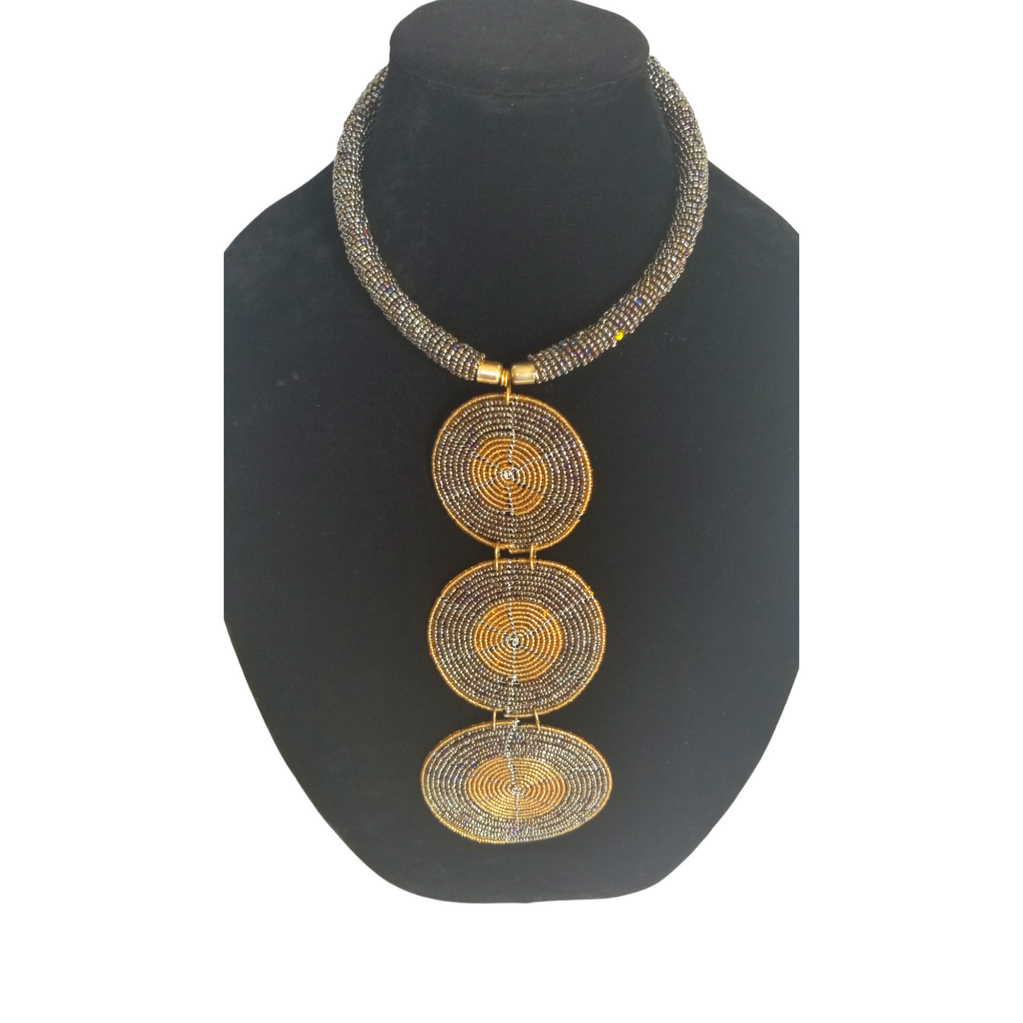 3 Platinum & Gold Circles Necklace