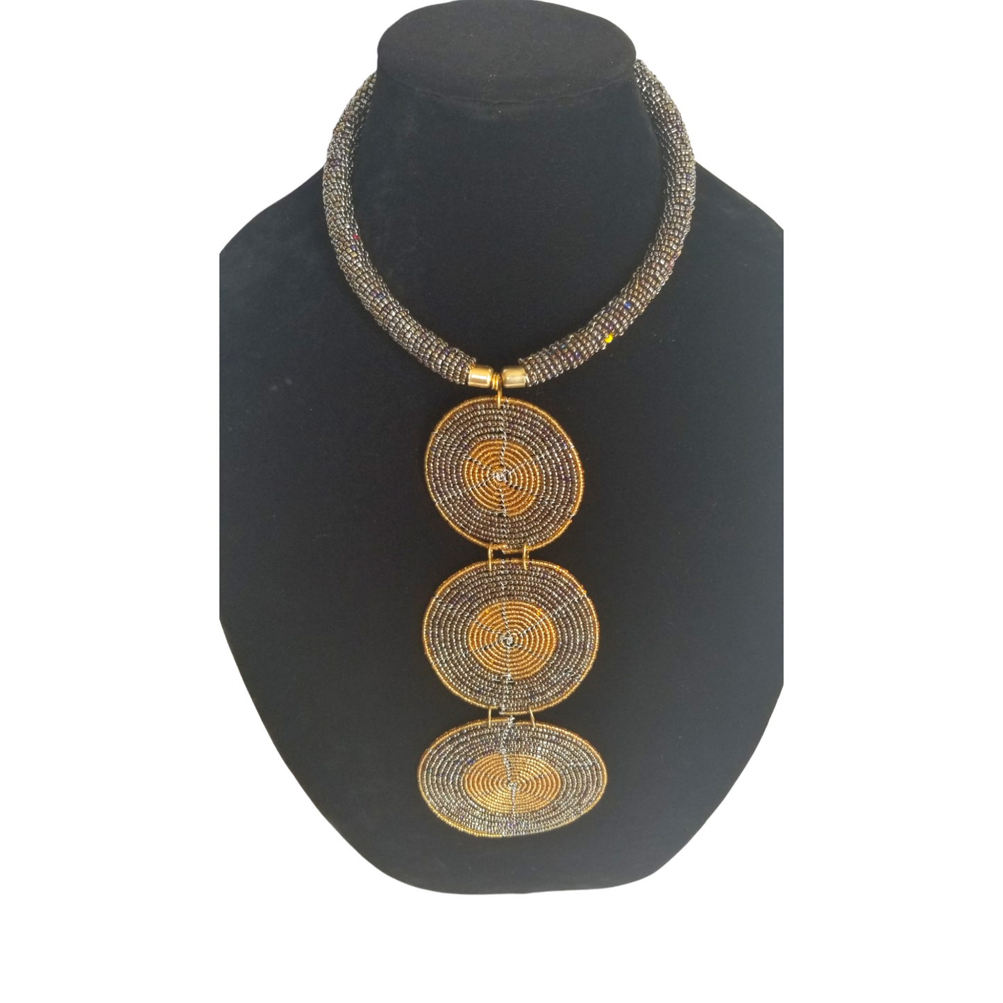 3 Platinum & Gold Circles Necklace