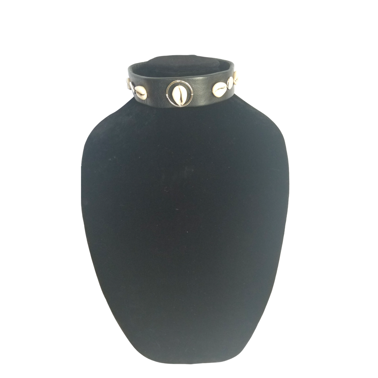Small Leather Choker with Cowrie Shells
