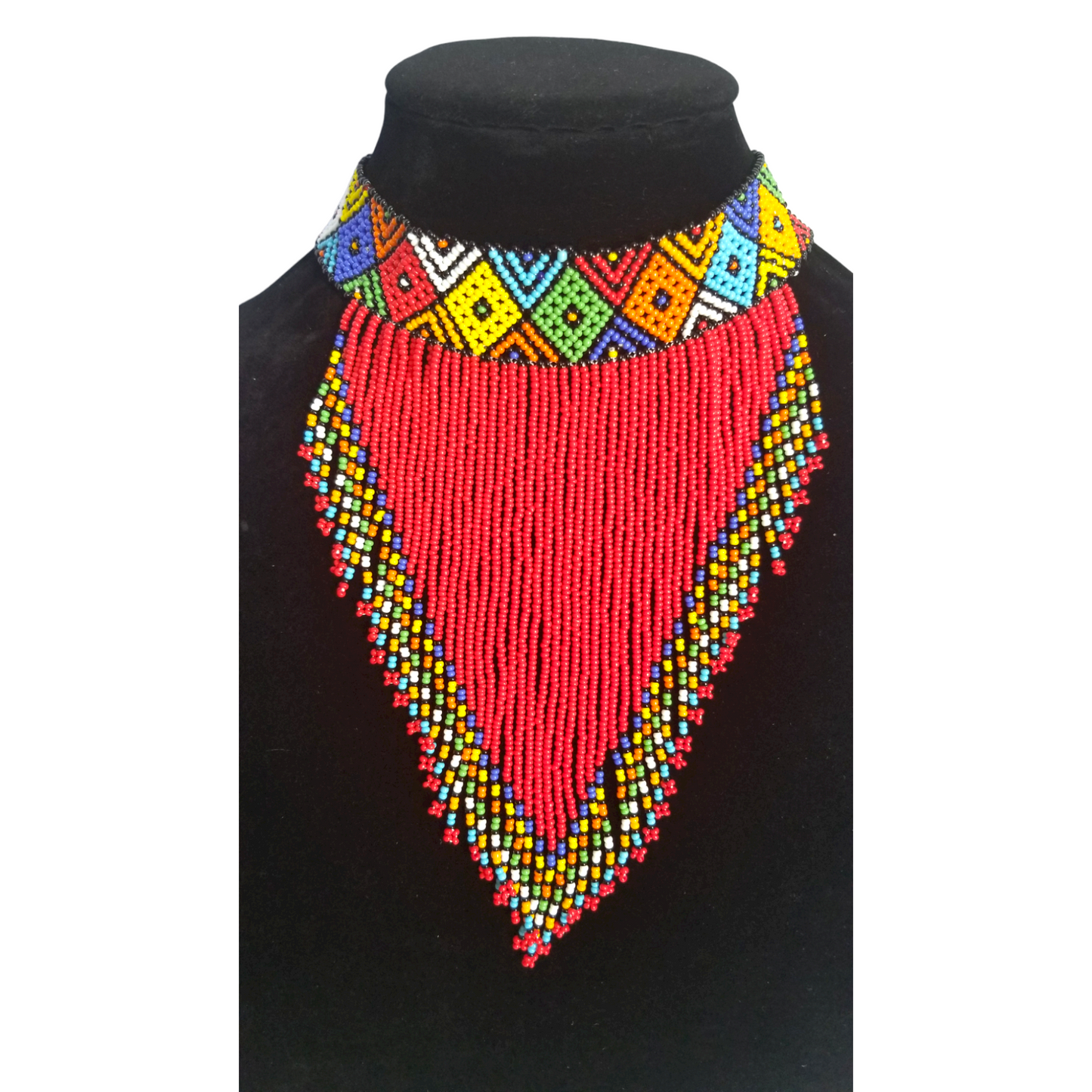 Multi-colored Choker With Red Strands