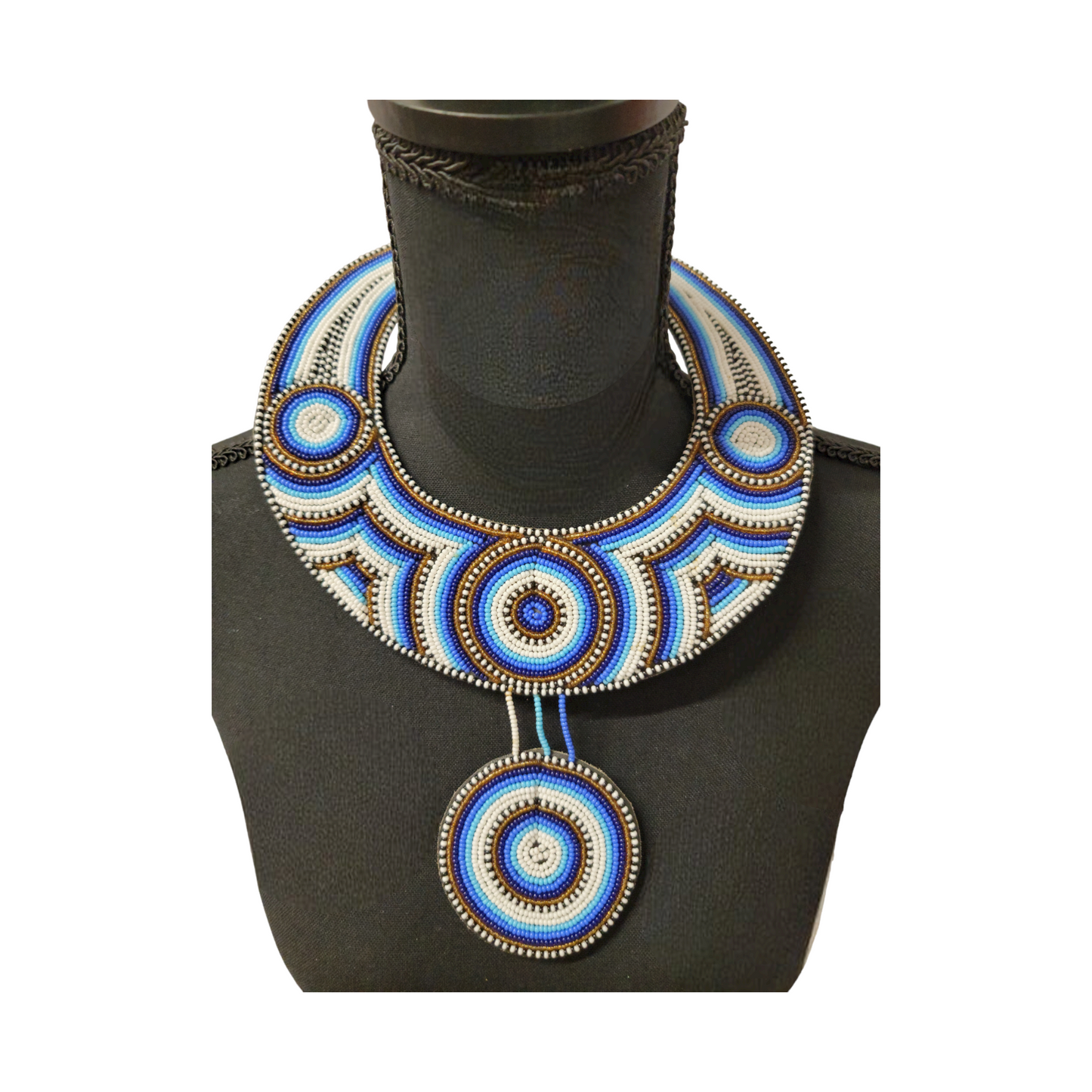 Blue and White Beads Necklace