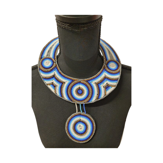 Blue and White Beads Necklace