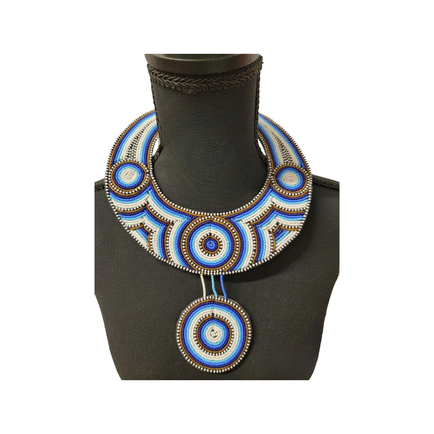 Blue and White Beads Necklace