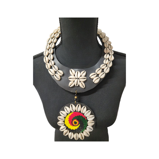 Red, Green, Yellow & Black Pedant With Shells