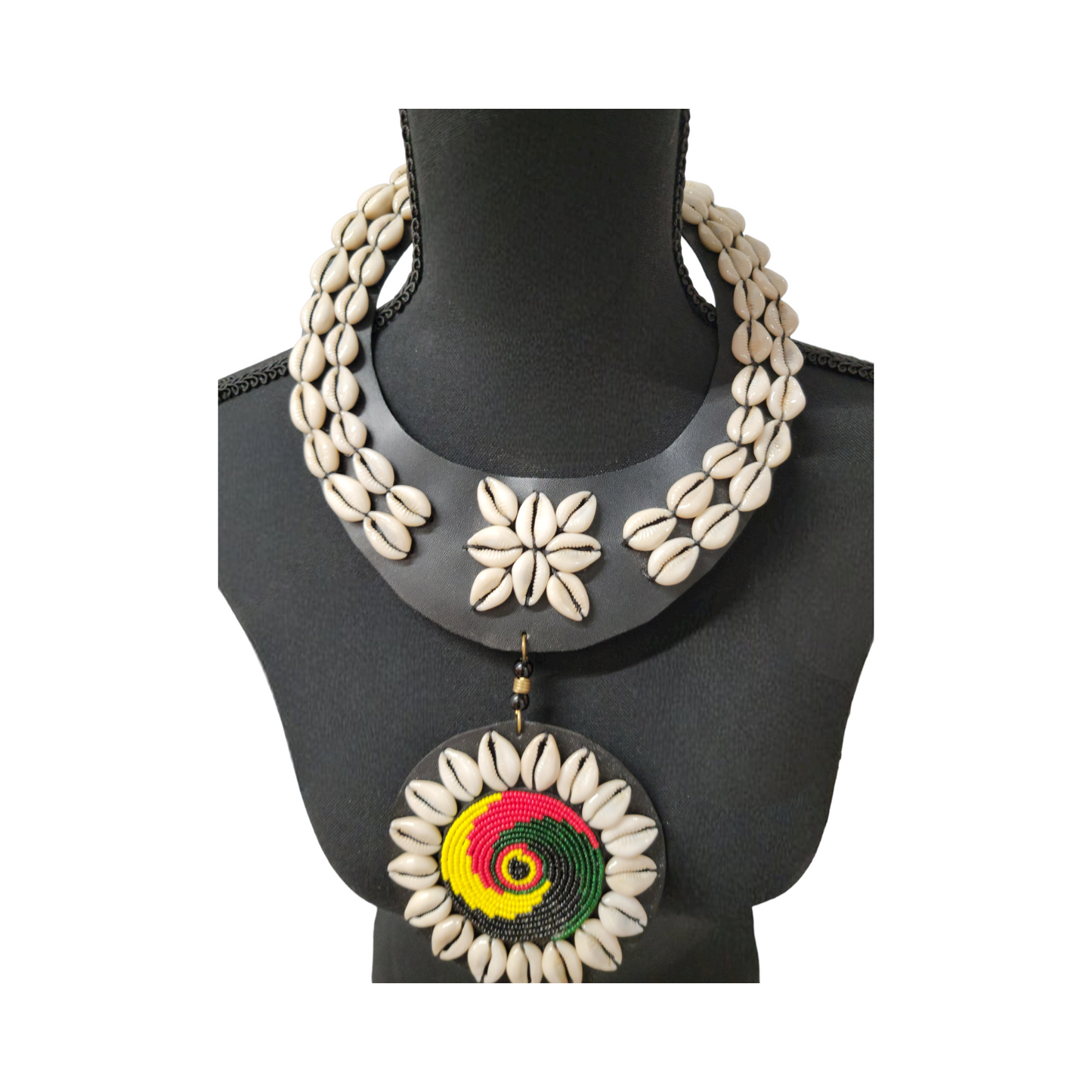 Red, Green, Yellow & Black Pedant With Shells