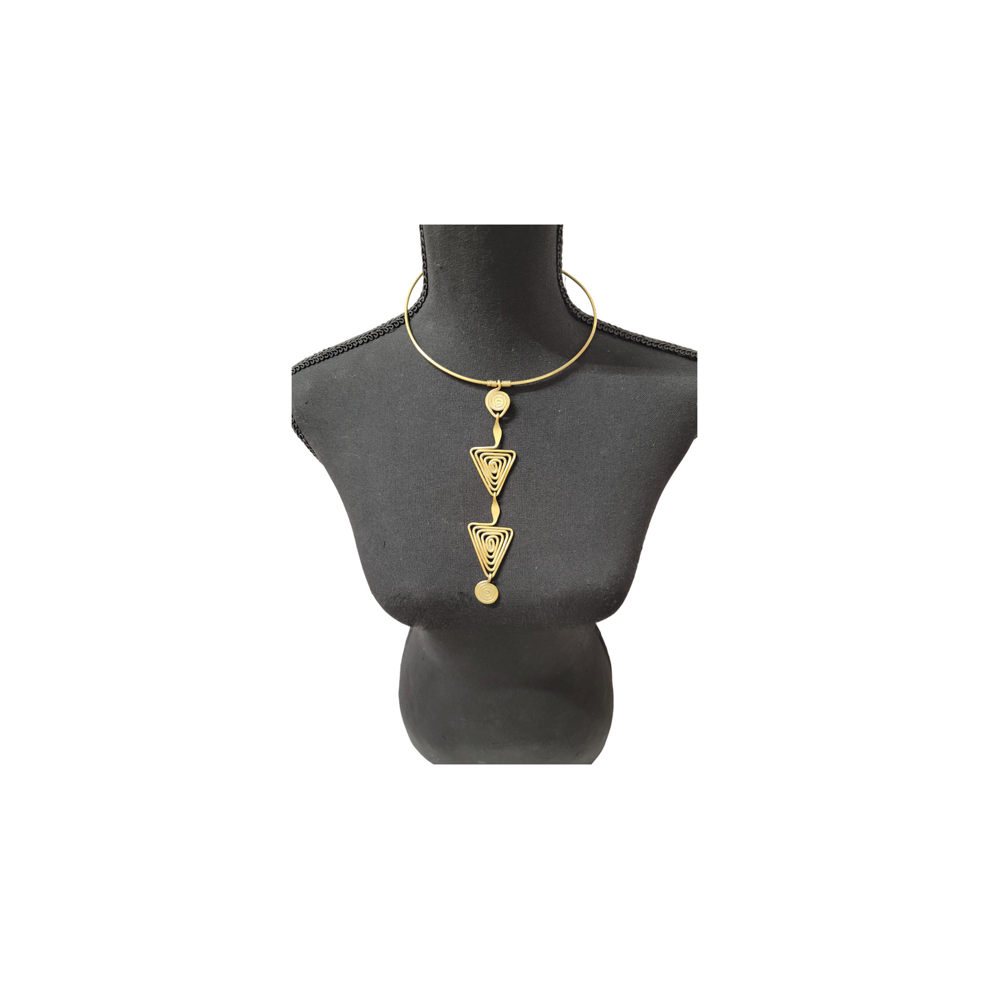 Brass Choker with 2 Coiled Triangles