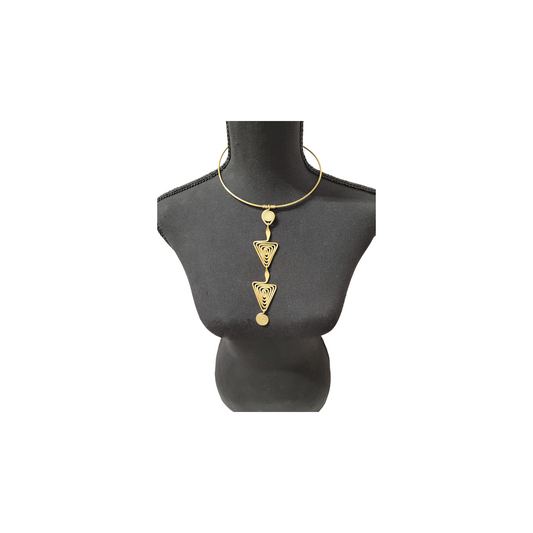 Brass Choker with 2 Coiled Triangles