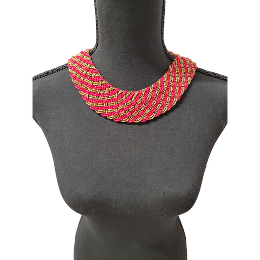 Interwoven Red & Gold Necklace