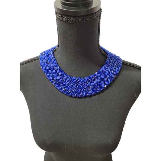 Interwoven Blue & Gold Specs Necklace