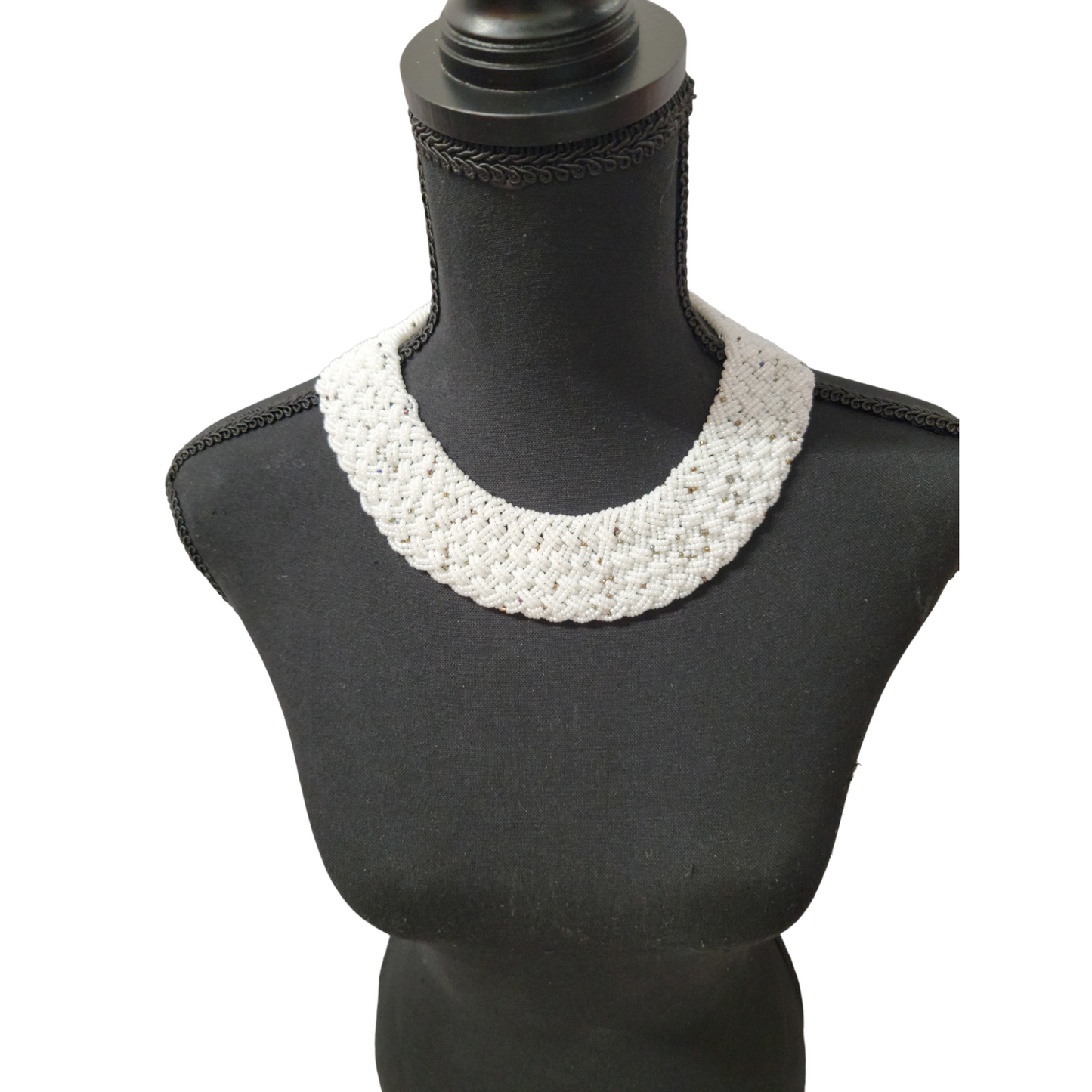 Interwoven White Bead Necklace