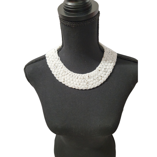 Interwoven White Bead Necklace