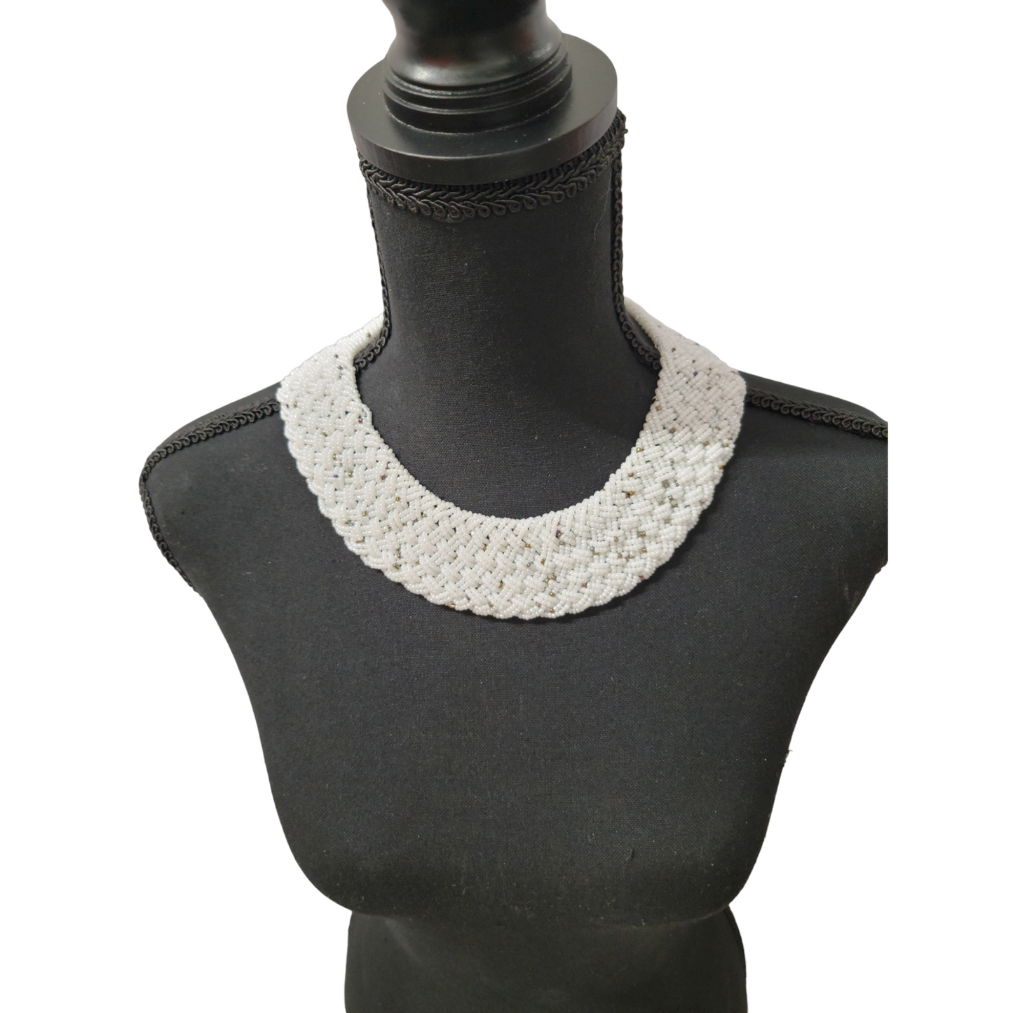 Interwoven White Bead Necklace