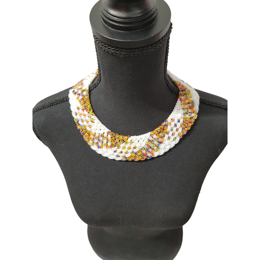 Interwoven White & Multi-Colors Necklace