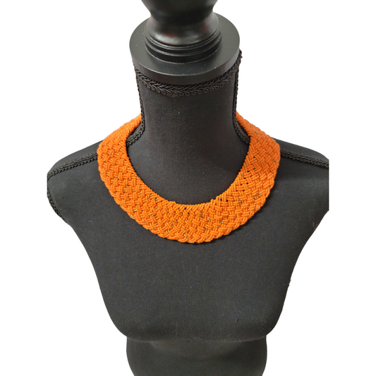 Interwoven Orange & Gold Specs Necklace