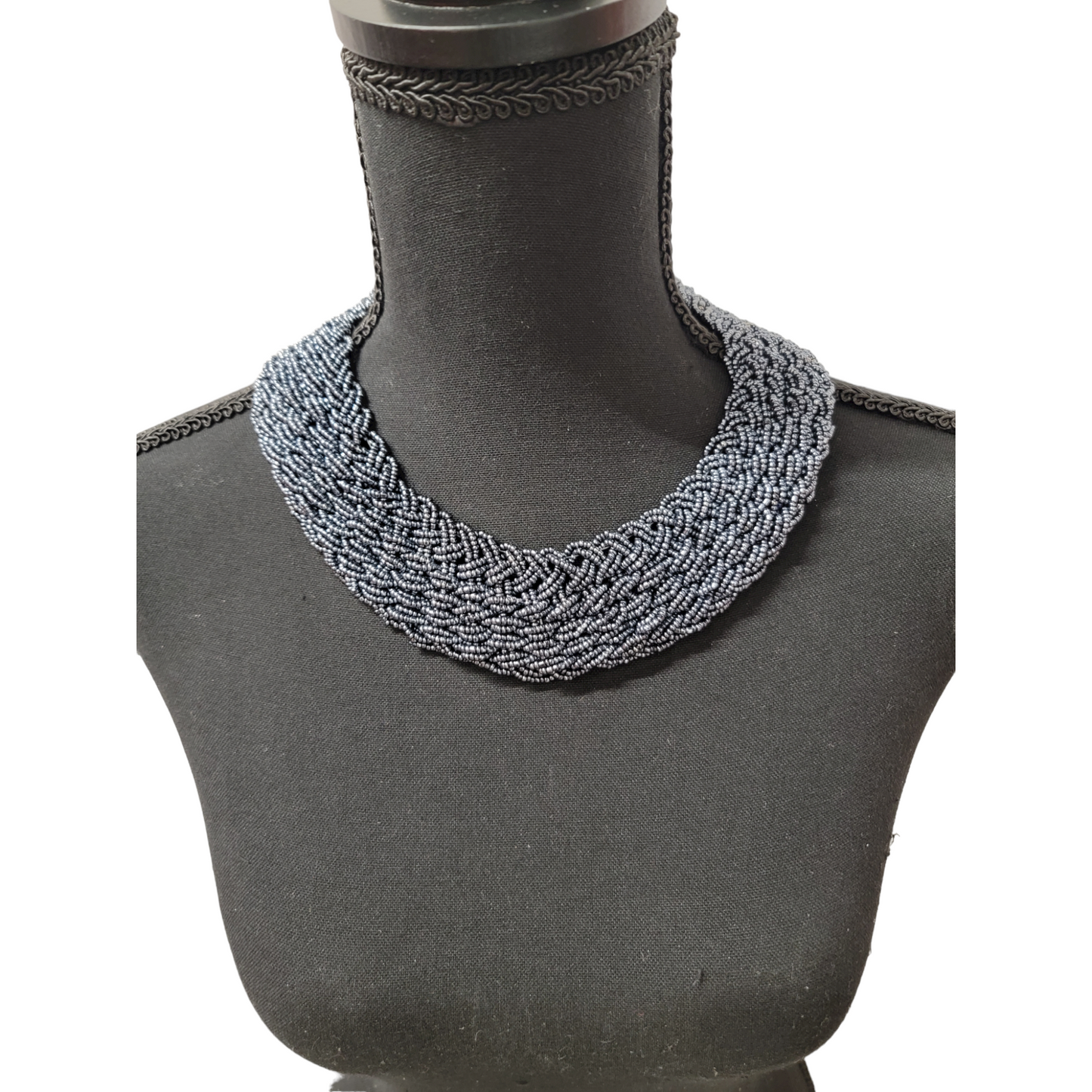 Interwoven Platinum Beaded Necklace