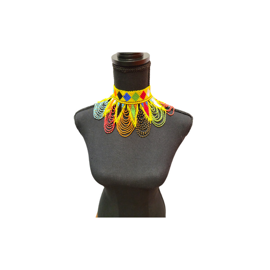 Large Yellow & Multi-colors Malaika Choker