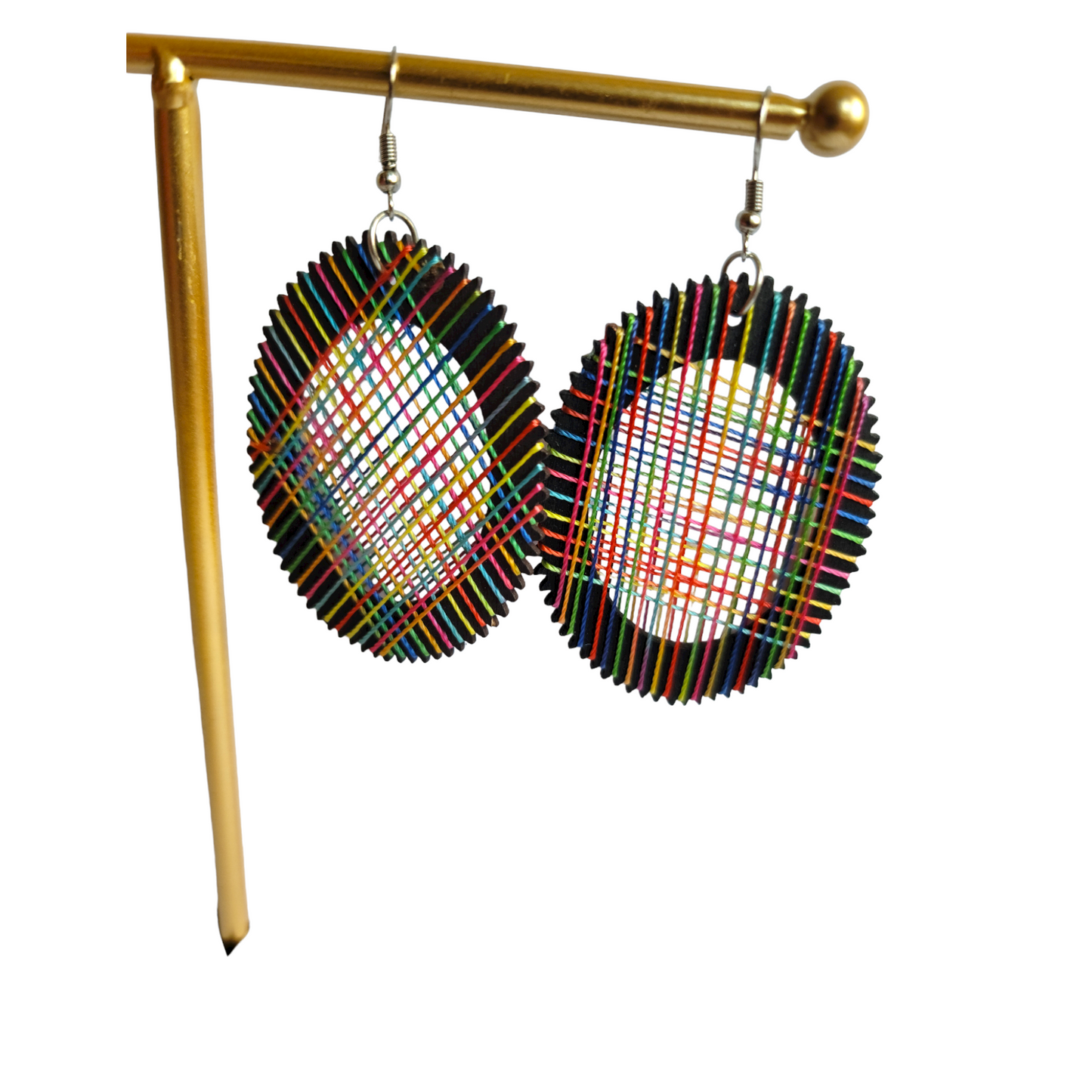 Round Brown Threaded Earrings