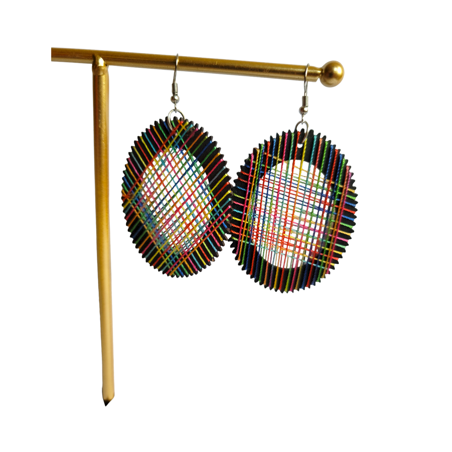 Round Brown Threaded Earrings