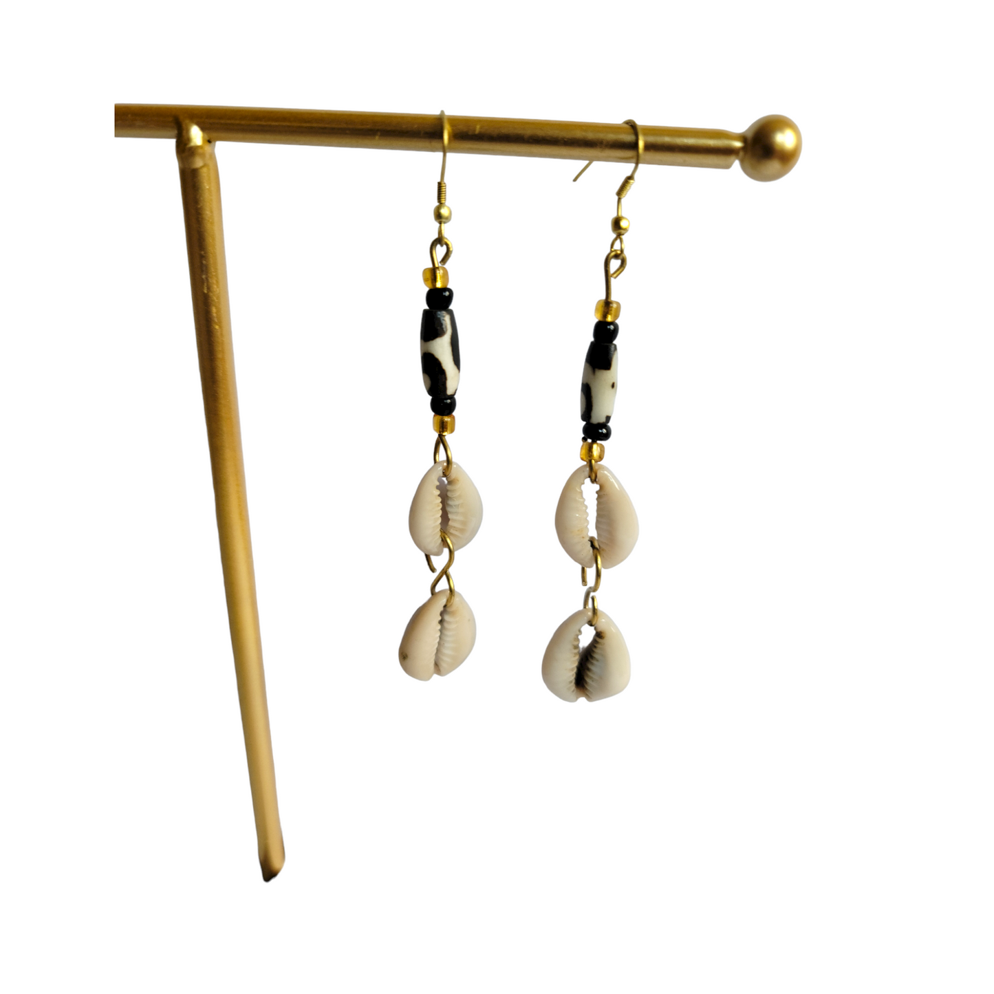 Bone & Cowrie Shells Earrings