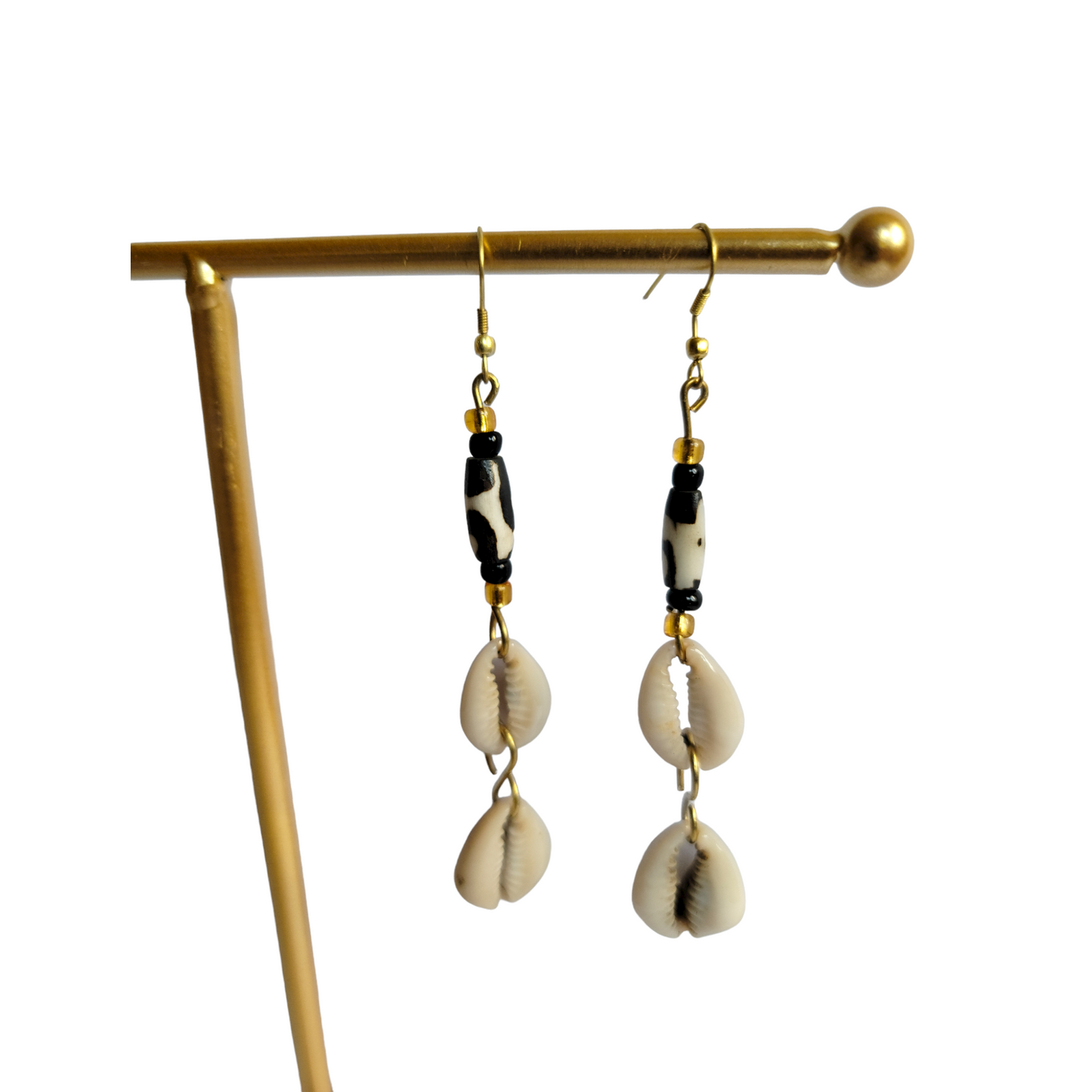 Bone & Cowrie Shells Earrings
