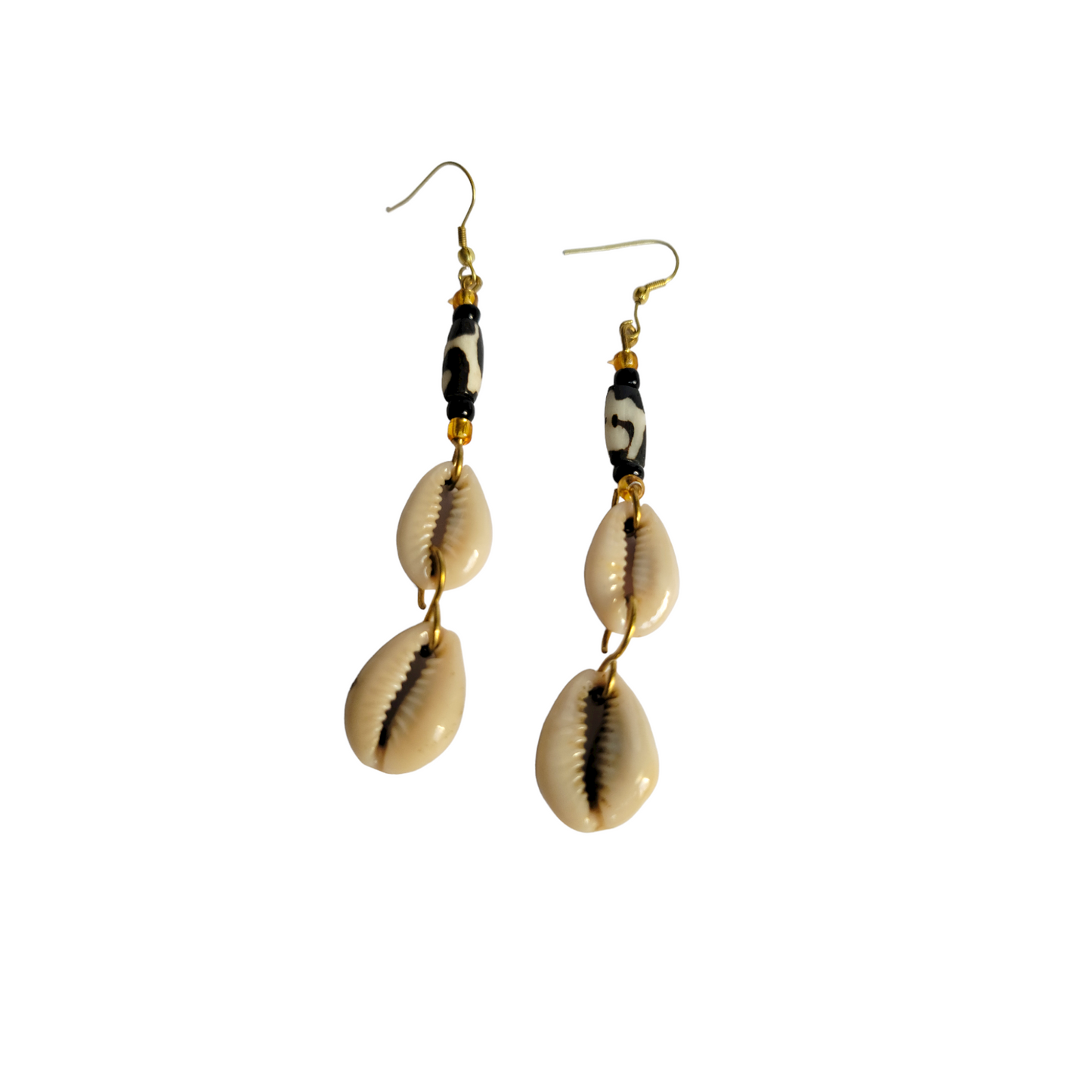 Bone & Cowrie Shells Earrings
