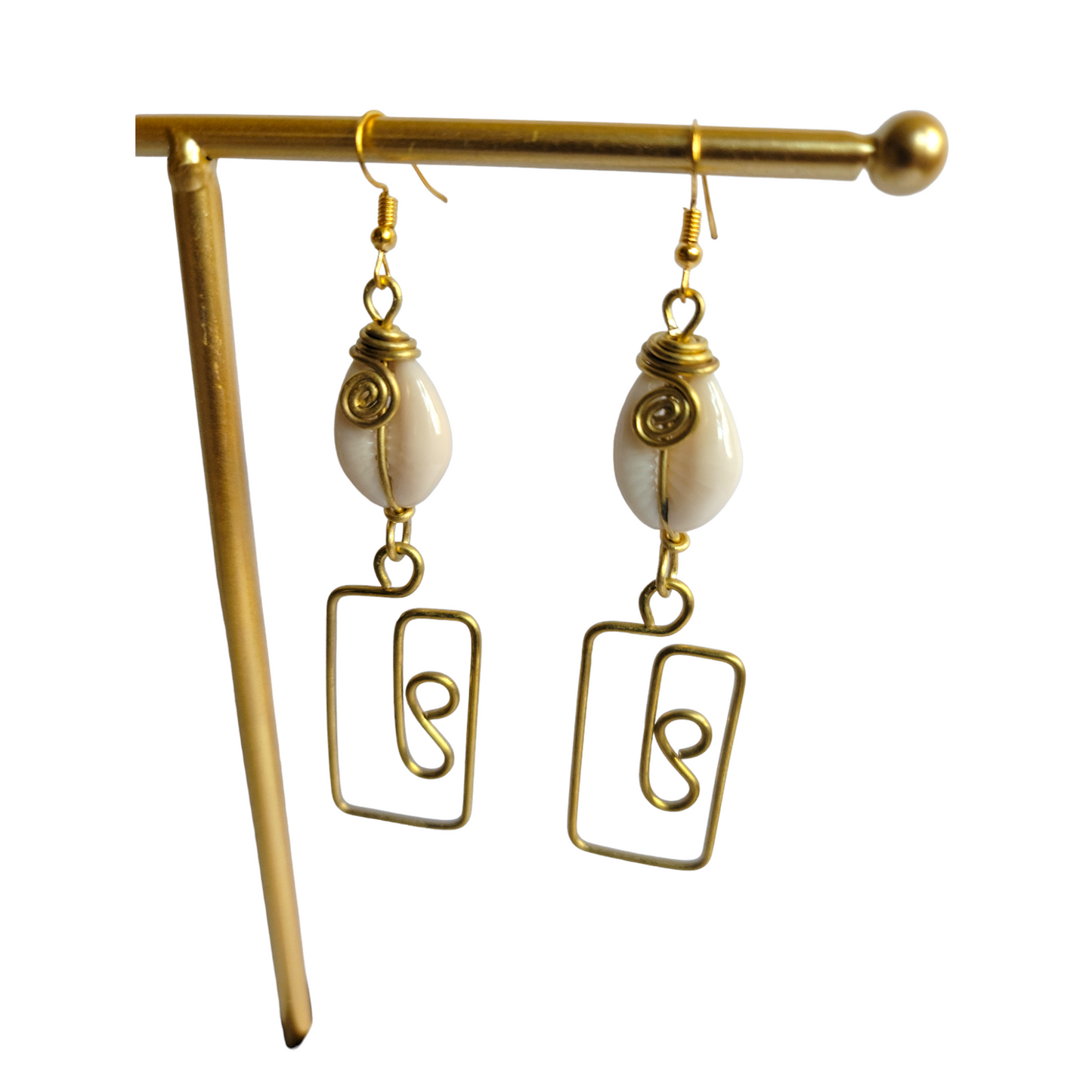Brass & Cowrie Shell Earrings