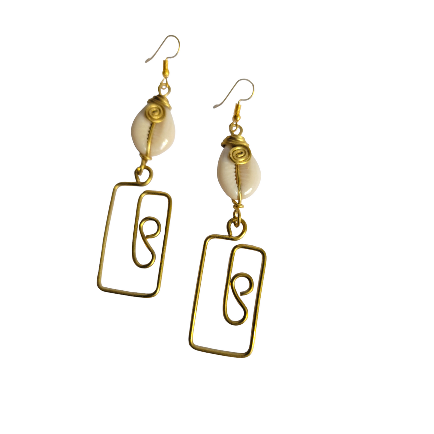 Brass & Cowrie Shell Earrings