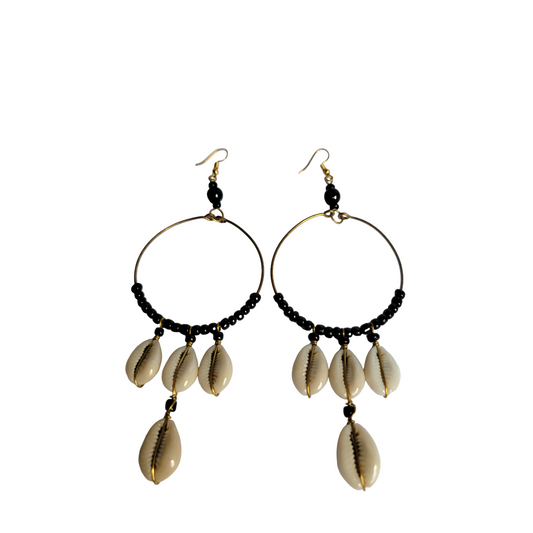 4 Cowrie Shells & Beads Earrings