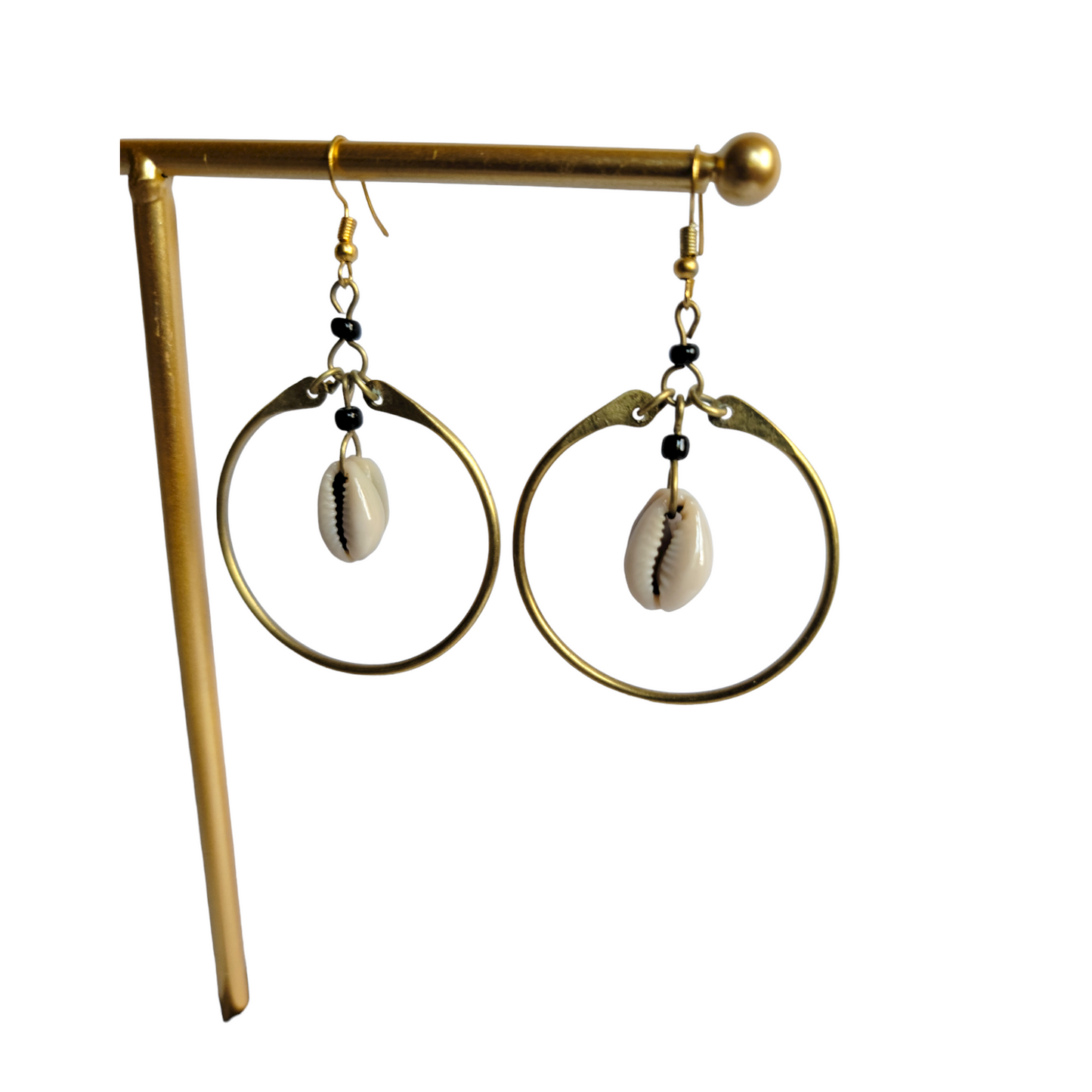 Medium Brass Hoop with 2 Cowrie Shells