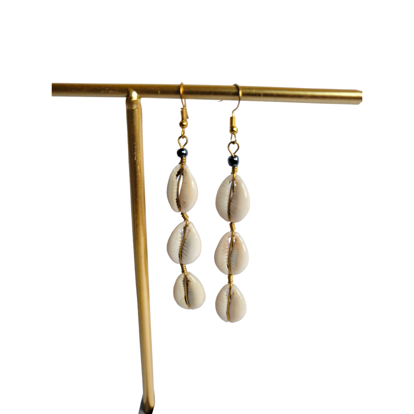 3 Cowrie Shells Strand Earrings