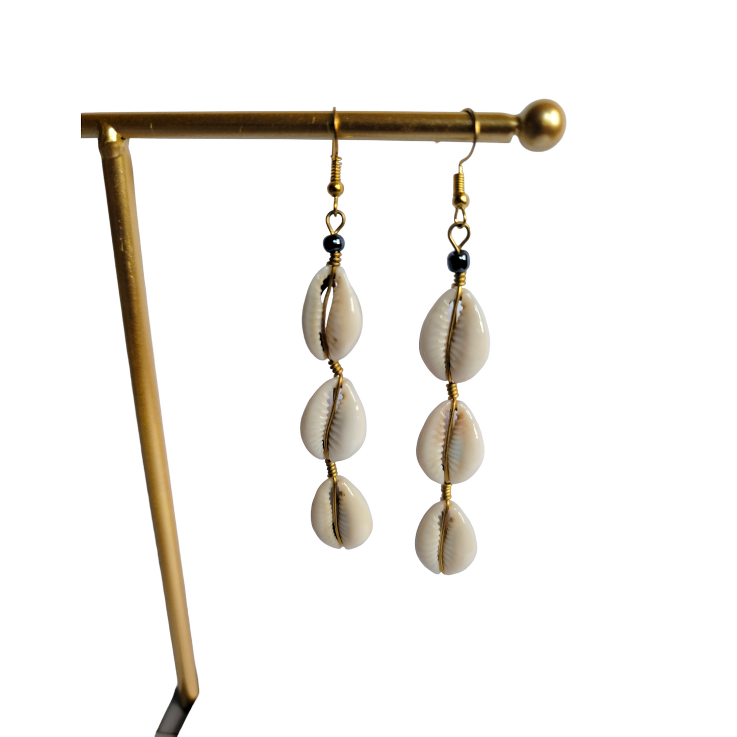 3 Cowrie Shells Strand Earrings