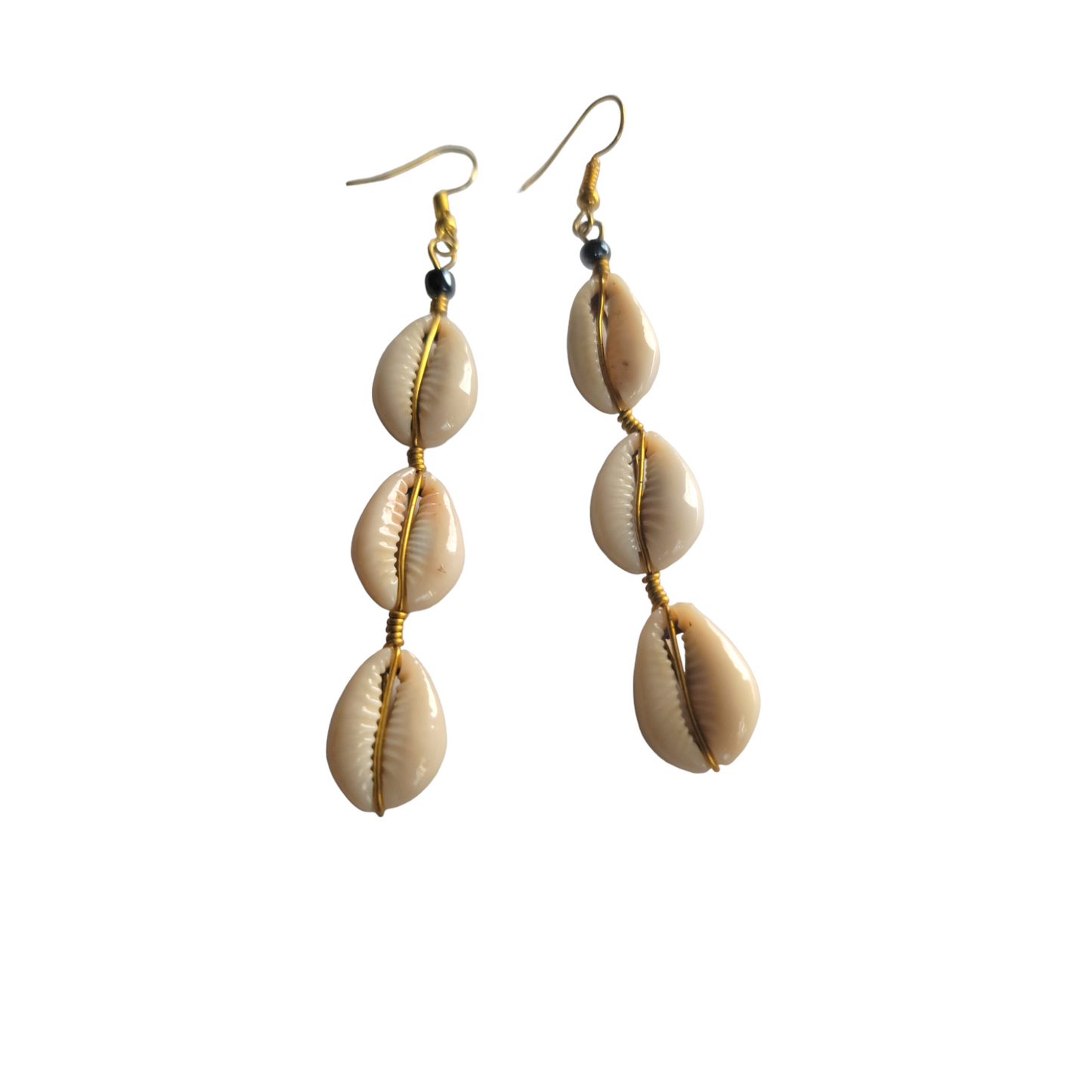 3 Cowrie Shells Strand Earrings