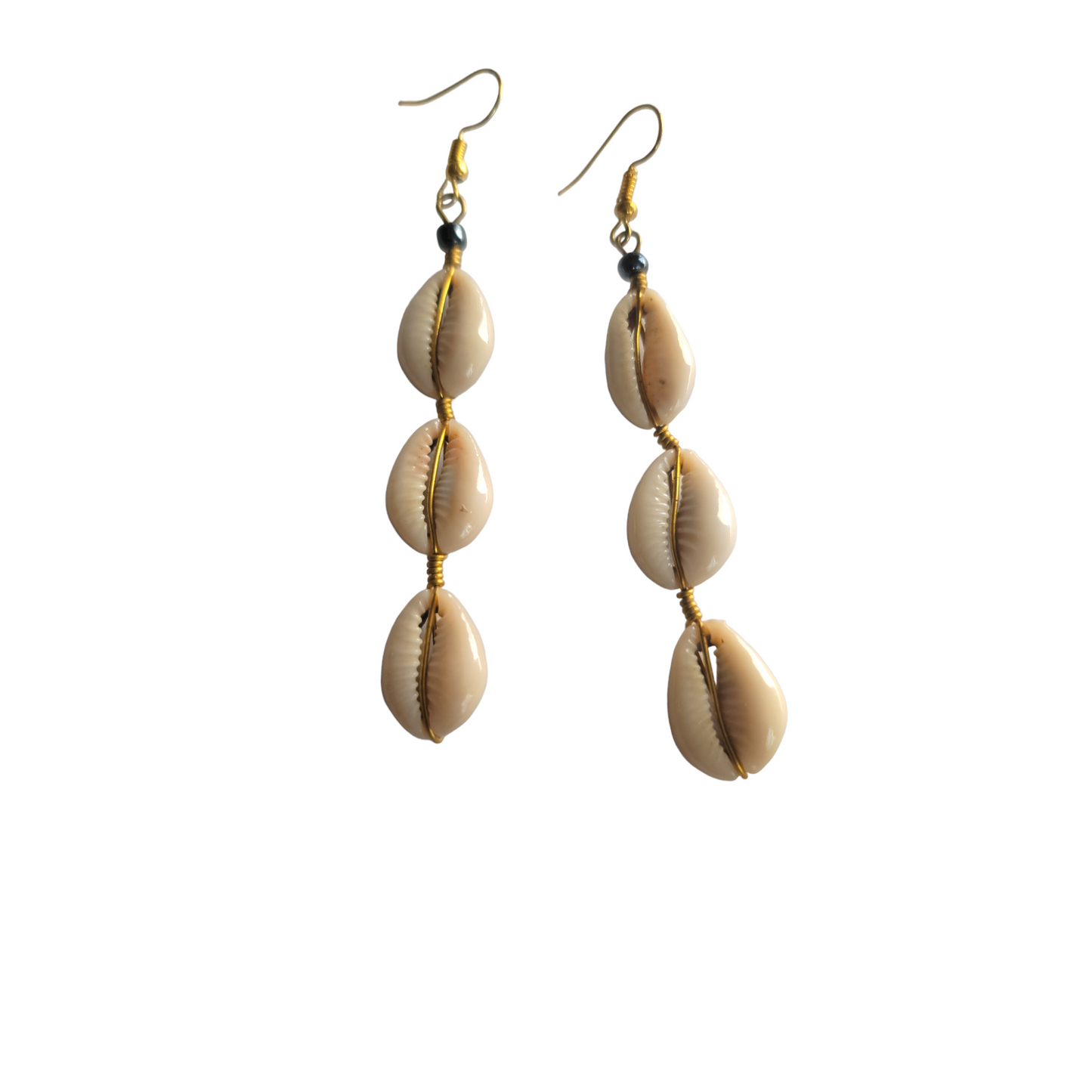 3 Cowrie Shells Strand Earrings
