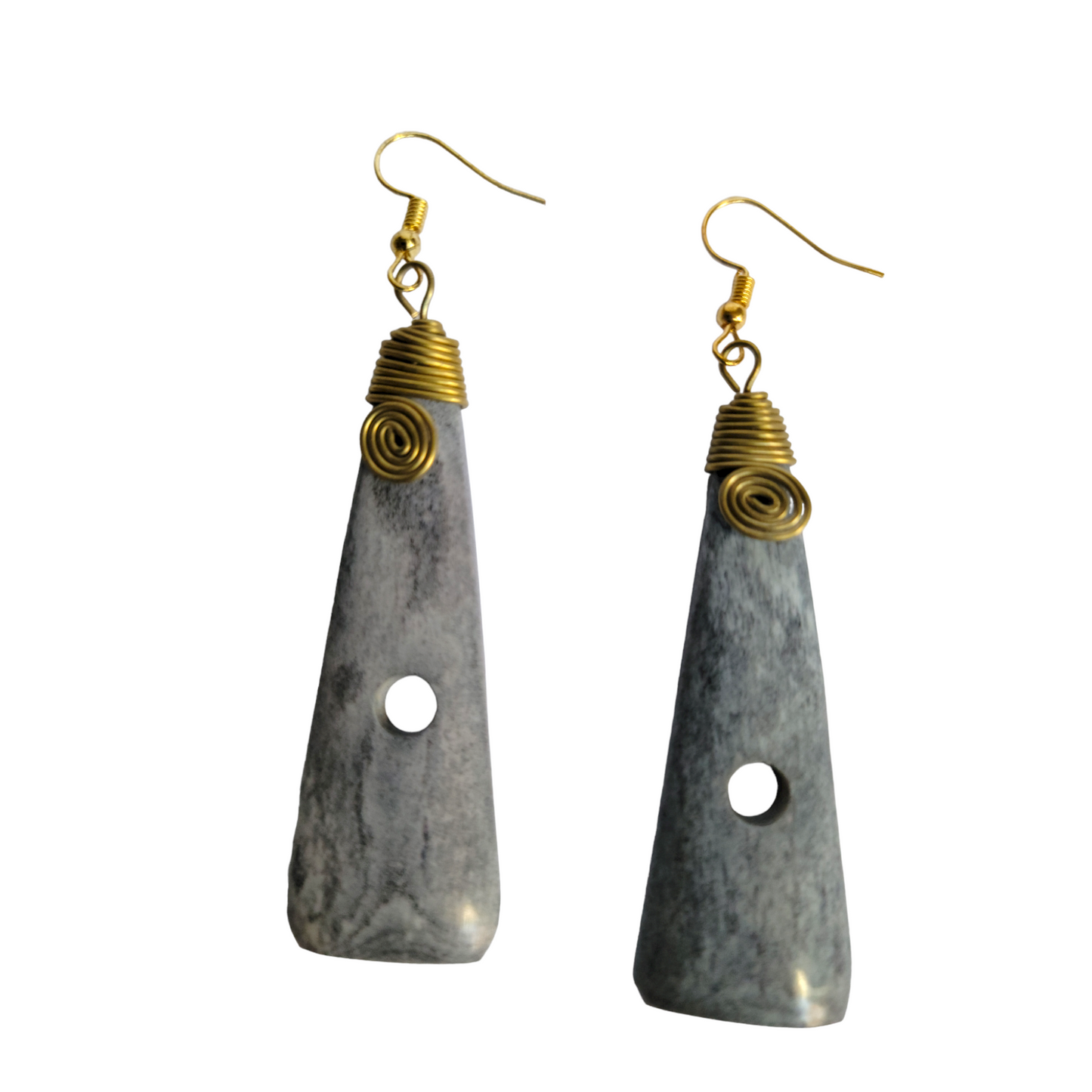 Gray Cow Bone Earrings