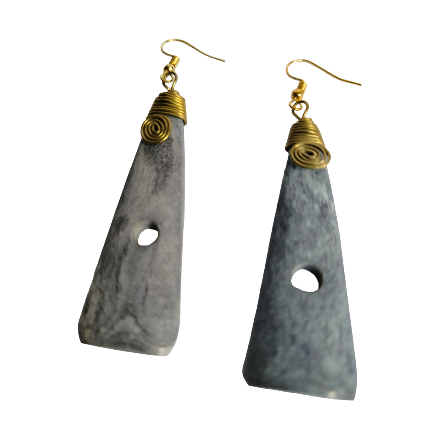Gray Cow Bone Earrings