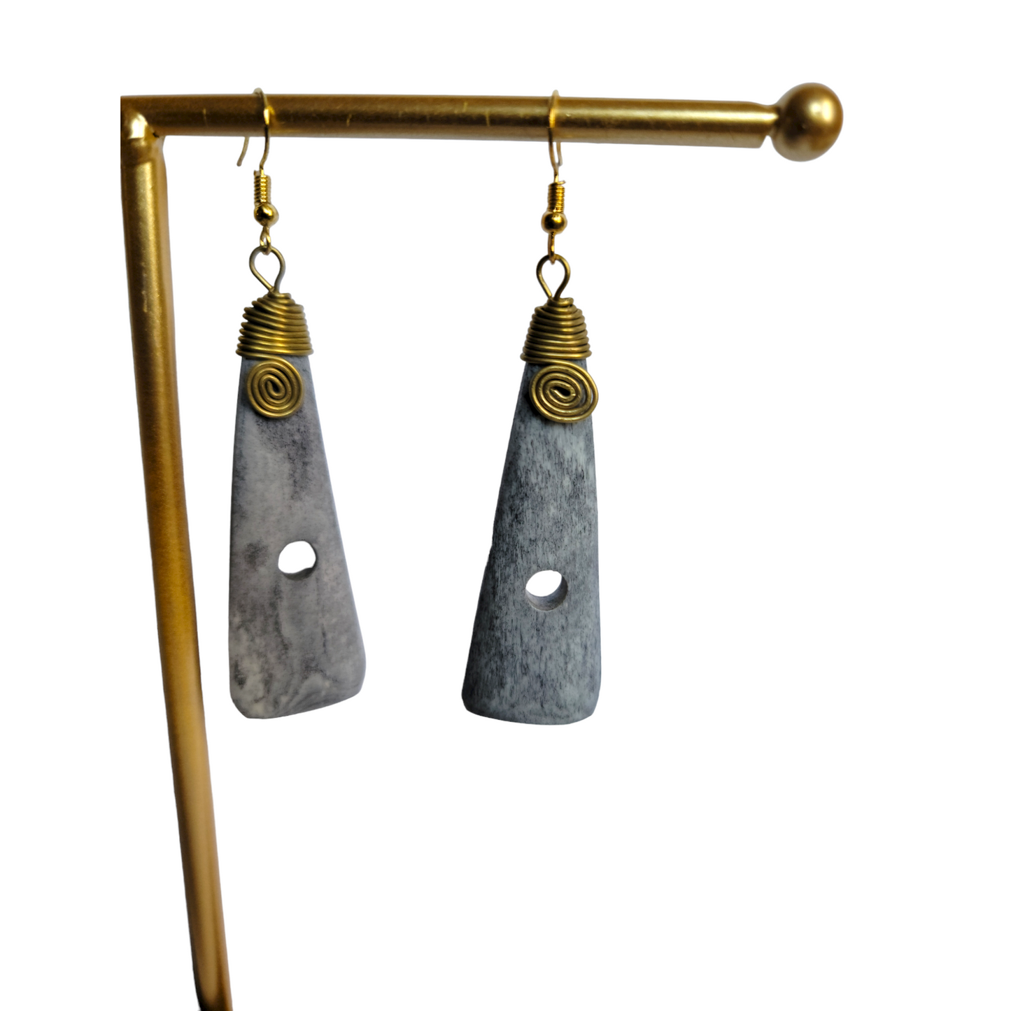 Gray Cow Bone Earrings