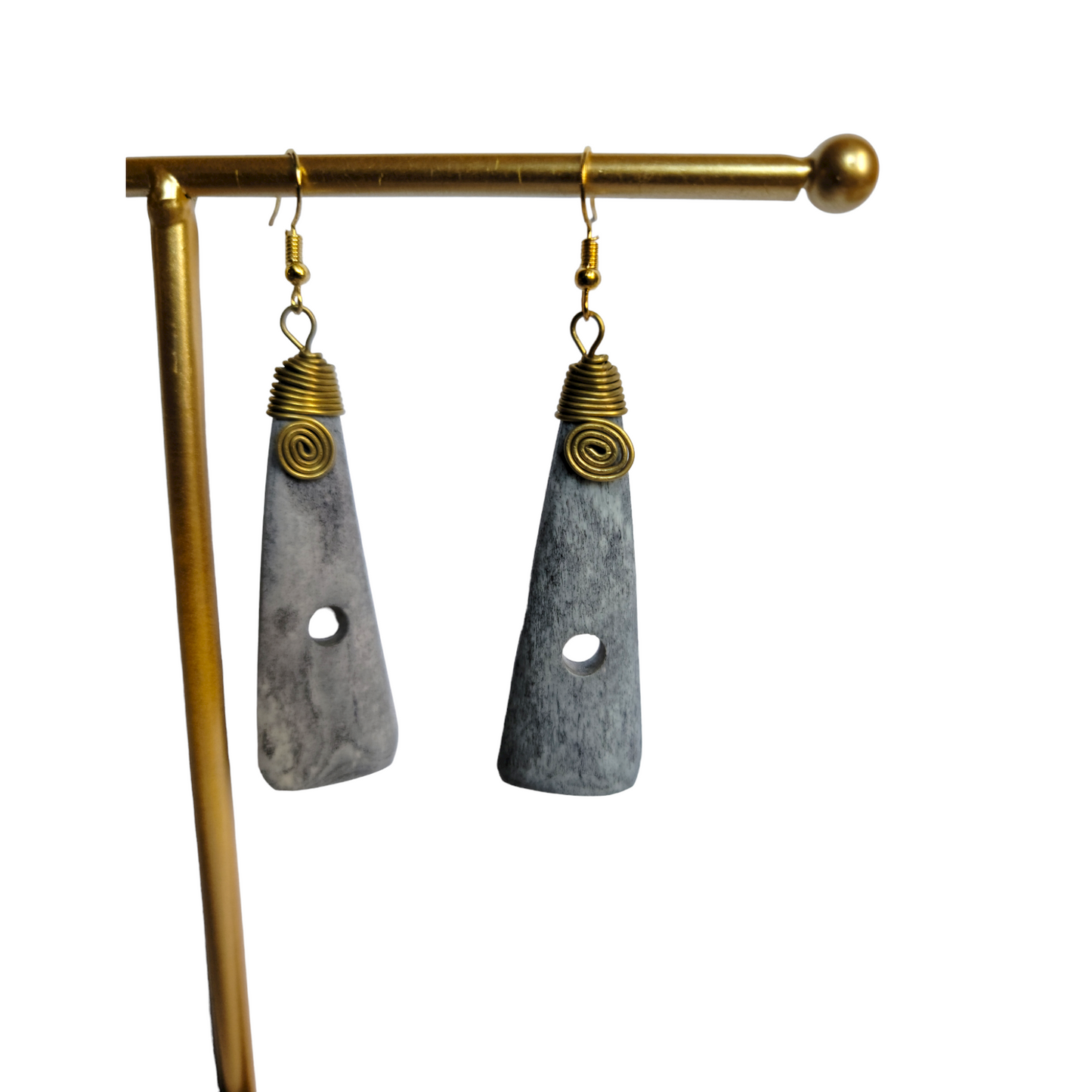 Gray Cow Bone Earrings