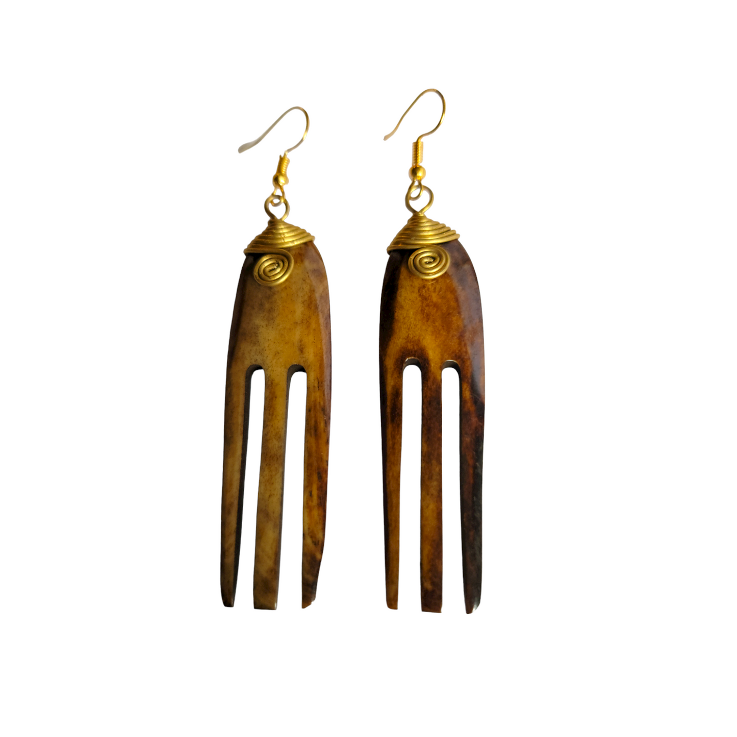 Brown Bone Comb  Earrings