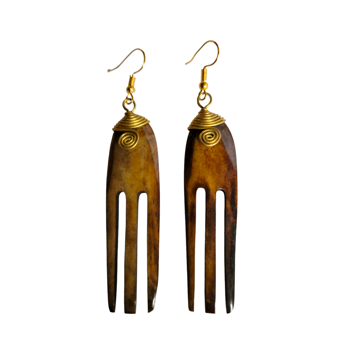 Brown Bone Comb  Earrings