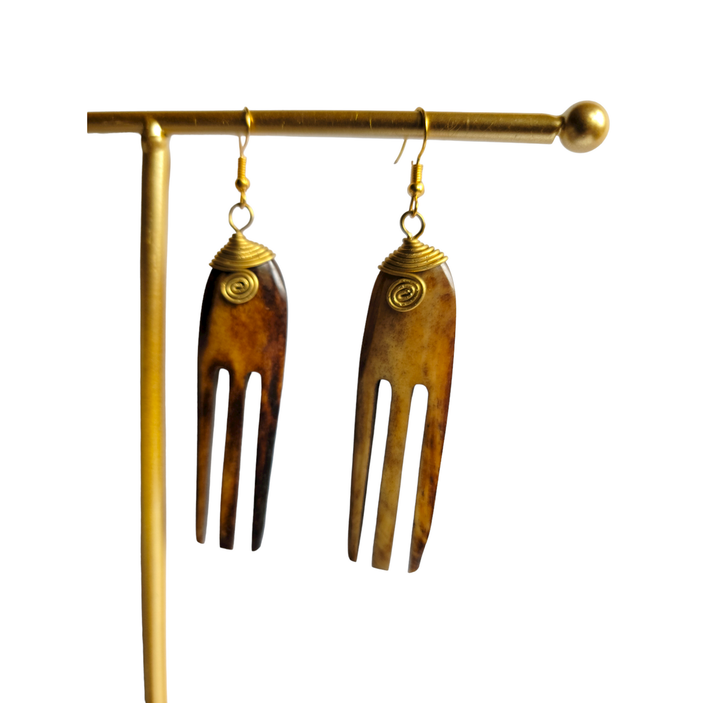 Brown Bone Comb  Earrings