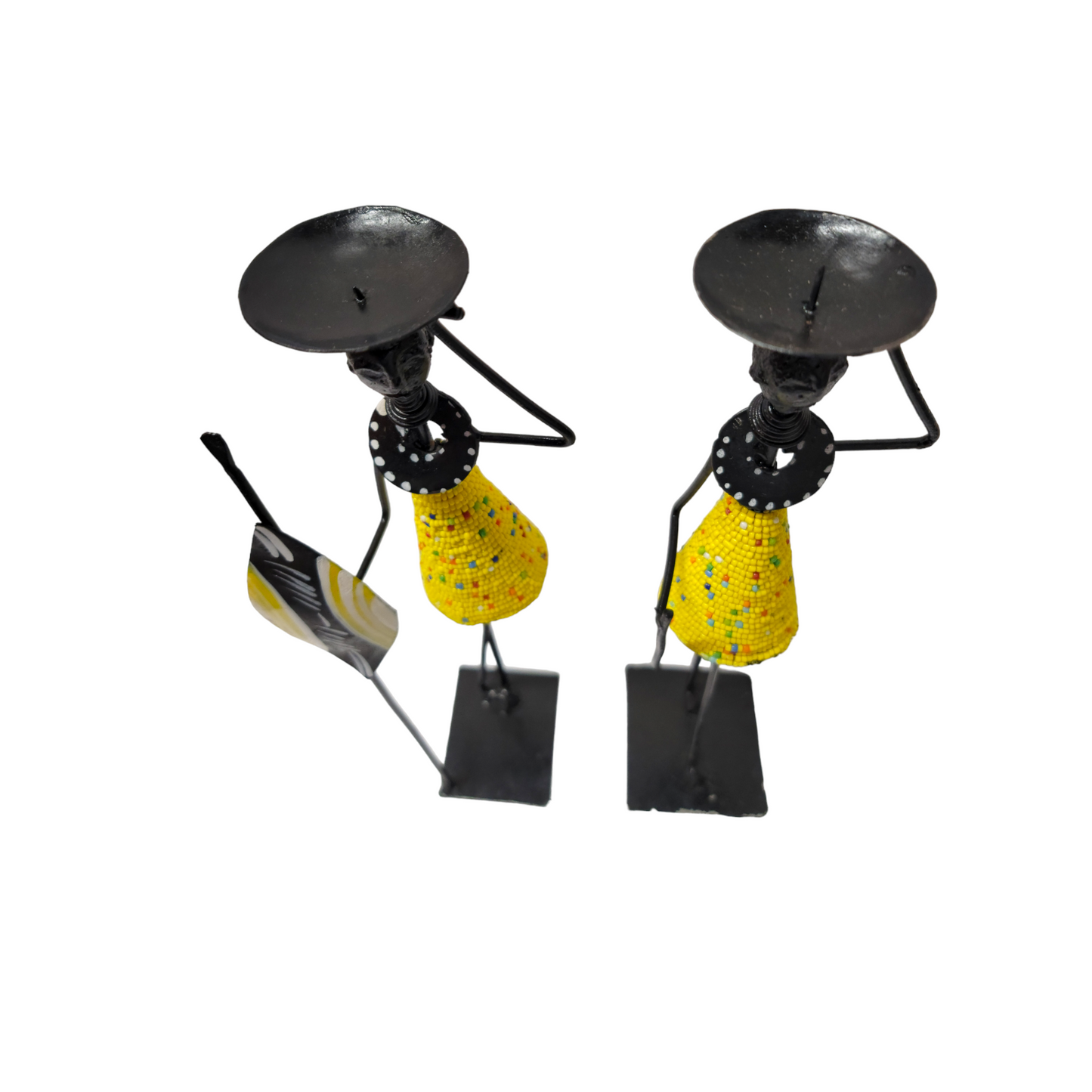 Yellow and multi-colored beaded Candle Holder